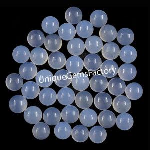 Natural AAA Blue Chalcedony Round Cabochon